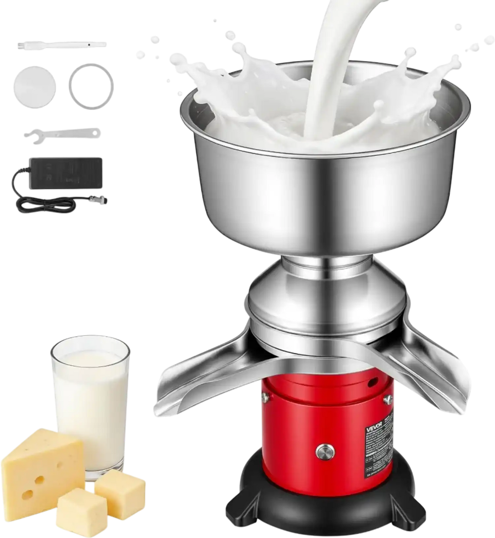 VEVOR Electric Milk Cream Separator, 60L/H Output 10500RPM Milk Cream Centrifugal Separator, 304 Stainless Steel Goat Cow Milk Skimmer Separating Machine with 4.5L Bowl Capacity (40W, 100-240V)