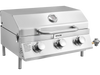 VEVOR Tabletop Gas Grill, 3-Burner Stainless Steel Portable Propane Grill, with Built-in Thermometer, Travel Locks, Weatherproof Lid, 22,500 BTU Total, for Outdoor Cooking, Patio, Party, Camping, RV