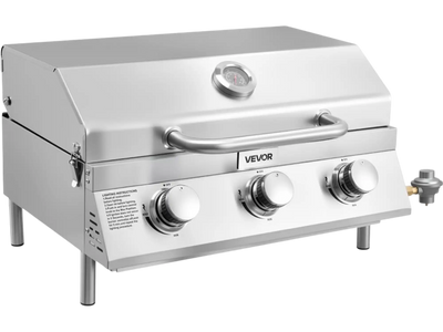Vevor Gas Grill Tabletop Portable Propane 3-Burner Stainless Steel Outdoor New
