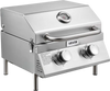 VEVOR Tabletop Gas Grill, 2-Burner Stainless Steel Portable Propane Grill, with Built-in Thermometer, Travel Locks, Weatherproof Lid, 15,000 BTU Total, for Outdoor Cooking, Patio, Party, Camping, RV
