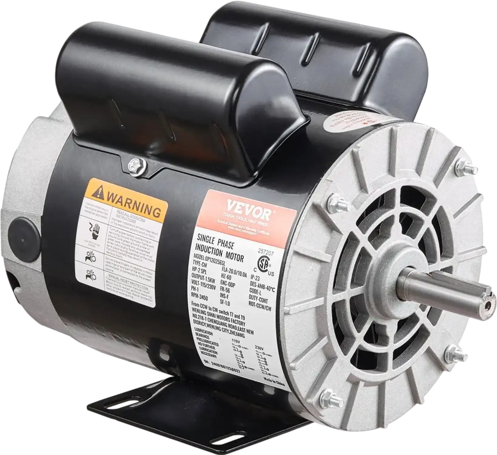 Vevor Air Compressor Motor 2 HP 115/230V 3450 RPM Single Phase New