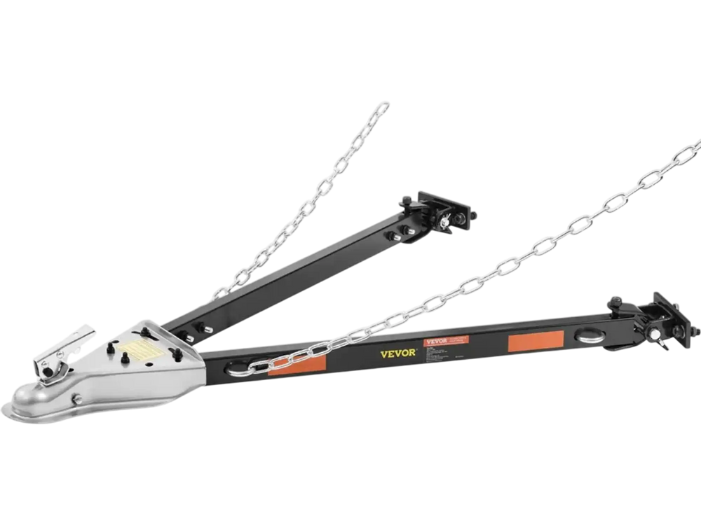 VEVOR Tow Bar, 5500 lbs Towing Capacity with Chains, Powder-Coating Alloy Steel Bumper-Mounted Universal Towing Bar, Coupler Fits 2-Inch Ball Hitch, 39.4-Inch Opening Width, for RV Car Trailer Truck
