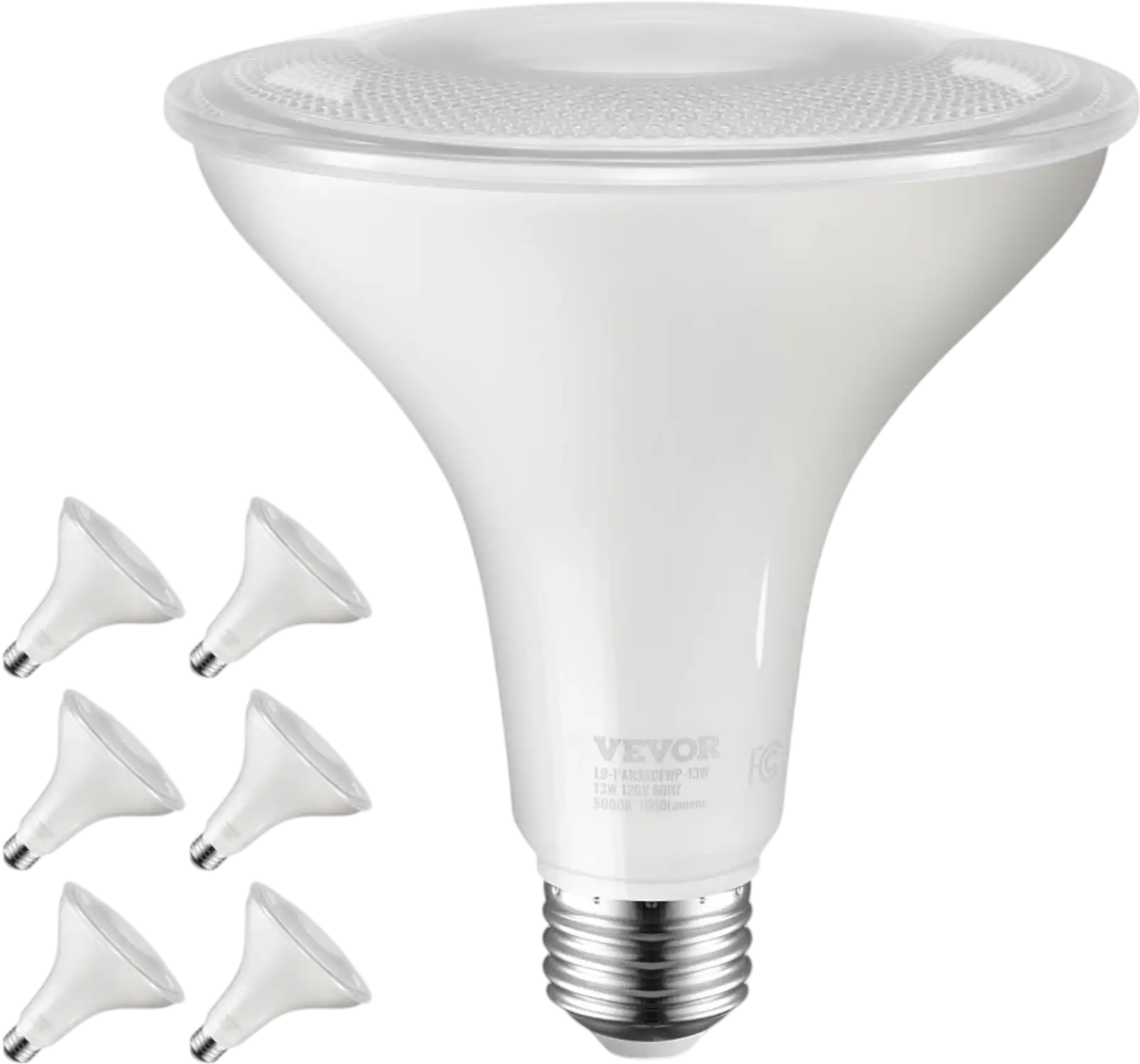 Vevor Flood Light Bulbs PAR38 Outdoor LED 6-Pack 1050 Lumens 5000K Dimmable New
