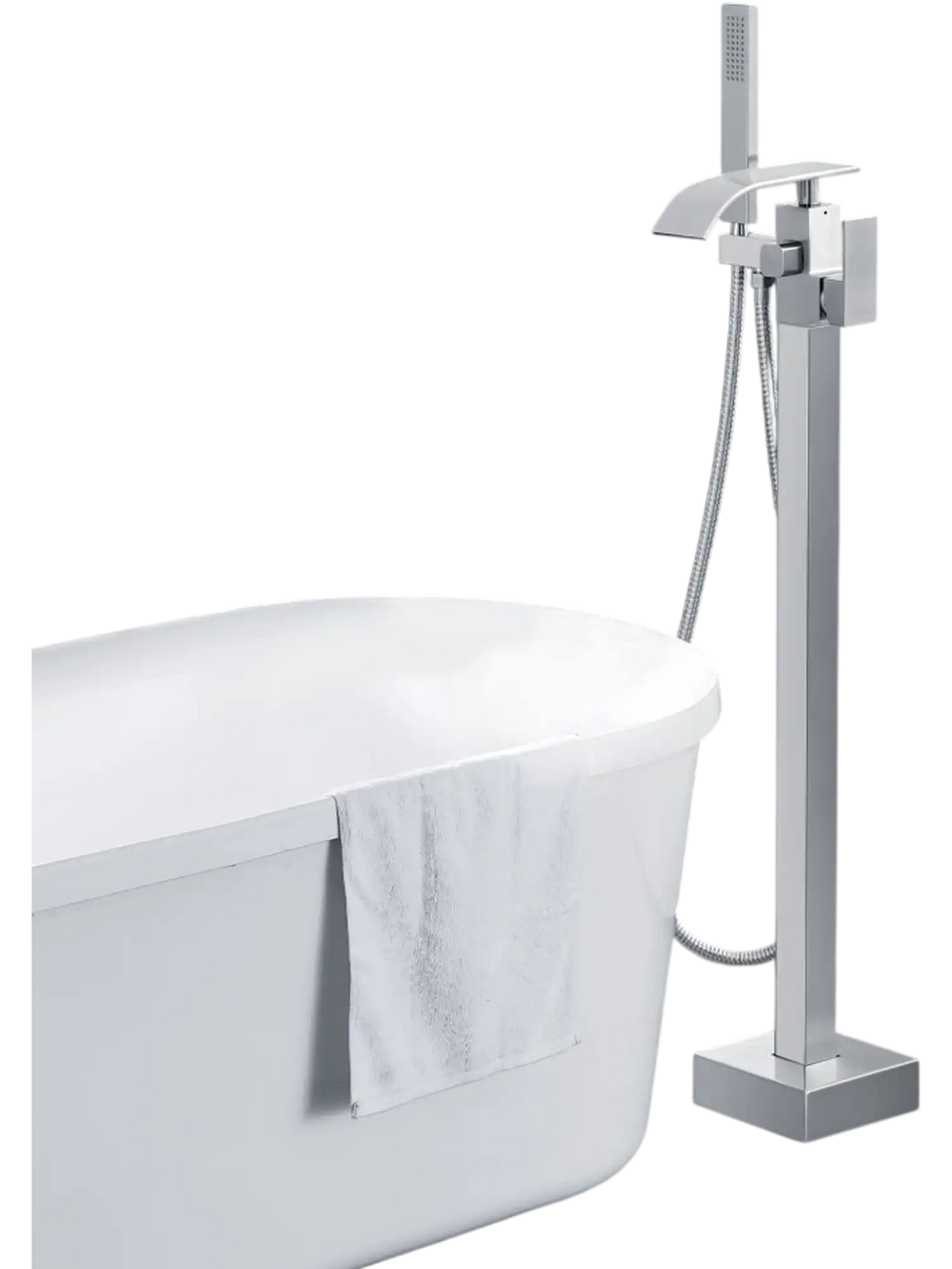VEVOR Freestanding Bathtub Faucet, Floor Mount, Freestanding Tub Filler, Shower Mixer Taps, Two Water Modes, 360° Swivel Spout, for Bathing & Showering Pet Bathing Cleaning Drains Toilet Flushing