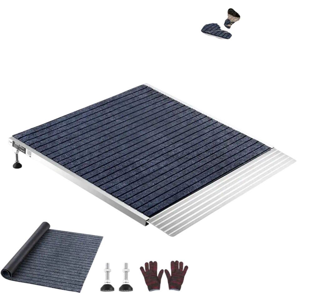 VEVOR Threshold Ramp for Doorways, 36 x 36 in, Platform Aluminum Wheelchair Ramp with Adjustable Height, Non-Slip Door Threshold Ramps, 700 lbs Load Capacity, for Home Steps, Wheelchairs, Walkers
