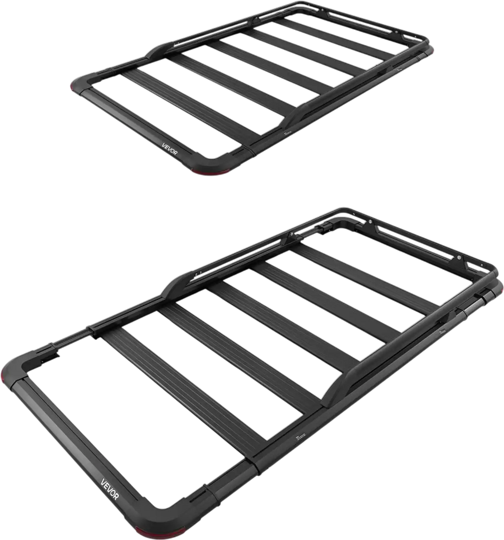 VEVOR Roof Rack Cargo Basket, 64 x 39 x 4.53 in, Heavy Duty Roof Top Carrier Basket with Extension, 200 lbs Capacity, All-Weather Car Top Luggage Holder, Universal Fit for SUVs Trucks Vehicles Pickups