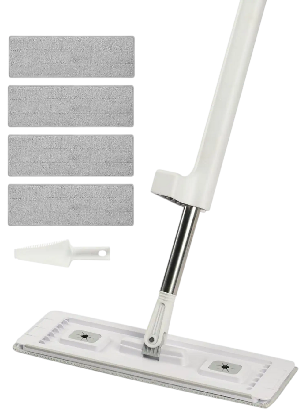 VEVOR Flat Mop, Self Wringing, Microfiber Floor Mop with 4 Reusable & Washable Mop Pads for Dry & Wet Floor Cleaning, Microfiber Flat Mop with Stainless Steel Handle for Hardwood Laminate Tile Vinyl
