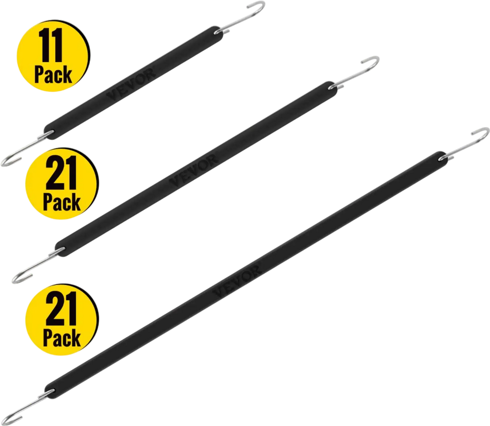 VEVOR Rubber Bungee Cords, 11 Pack 9\", 21 Pack 15\", 21 Pack 21\", Natural Rubber Tie Down Straps with S Hooks, Heavy Duty Assorted Sizes Outdoor Tarp Straps for Securing Flatbed Trailers, Canvases,