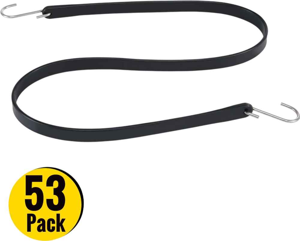 VEVOR Rubber Bungee Cords, 53 Pack 31\" Long, Weatherproof EPDM Rubber Tie Down Straps with Crimped S Hooks, Heavy Duty Outdoor Tarp Straps for Securing Flatbed Trailers, Canvases, Cargo, and More