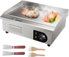 VEVOR Commercial Electric Griddle, 21", 1600W Countertop Flat Top Grill, Stainless Steel Teppanyaki Grill with Non Stick Iron Cooking Plate, 122-572℉ Adjustable Temp Control 2 Shovels & Brushes, 110V