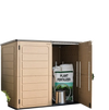 VEVOR Outdoor Storage Shed 48 Cu Ft Horizontal Resin Storage Cabinet Brown, for Garage, Backyard Patio Accessories and Garden Tools, Waterproof Outside Lawn Mower Shed with Lockable Doors and Floor
