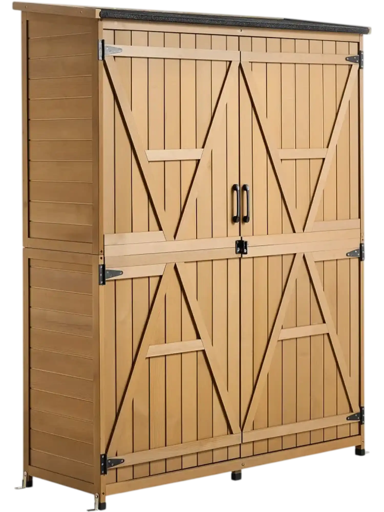 Vevor Outdoor Storage Shed Wood Garden Tool Shed with Lockable Doors & Sloped Roof Brown New