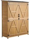 VEVOR Outdoor Storage Shed, 49.41" x 63.98" Wood Garden Tool Shed with Lockable Doors & Sloped Roof, Waterproof Outside Storage Cabinet with Shelves & Floor Included for Backyard Patio Lawn, Brown