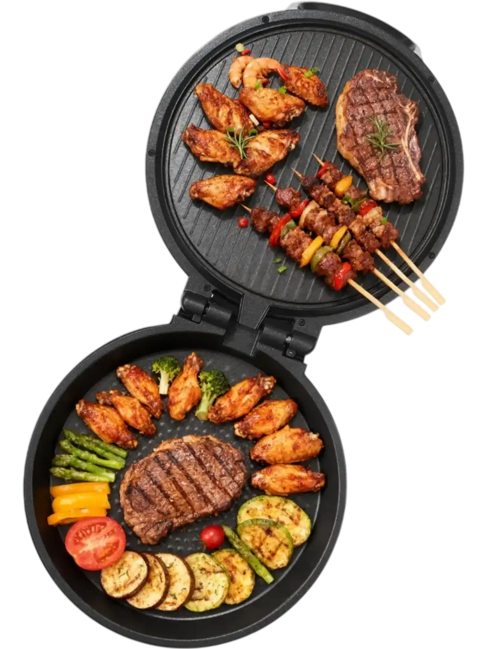 VEVOR Pizza Oven, 12 in Electric Pizza Maker, 1200W Electric Pizzas Cooker with Non-Stick Coating, 180° Open for Dual Side Baking, Heats up to 410 ˚F, Multi-Function Cooking, for Pizzas, Barbecue