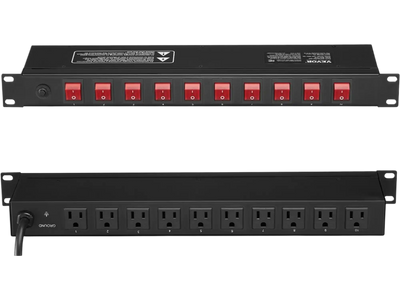 Vevor Power Strip 1U Rack Mount 10-Outlet Surge Protected 19