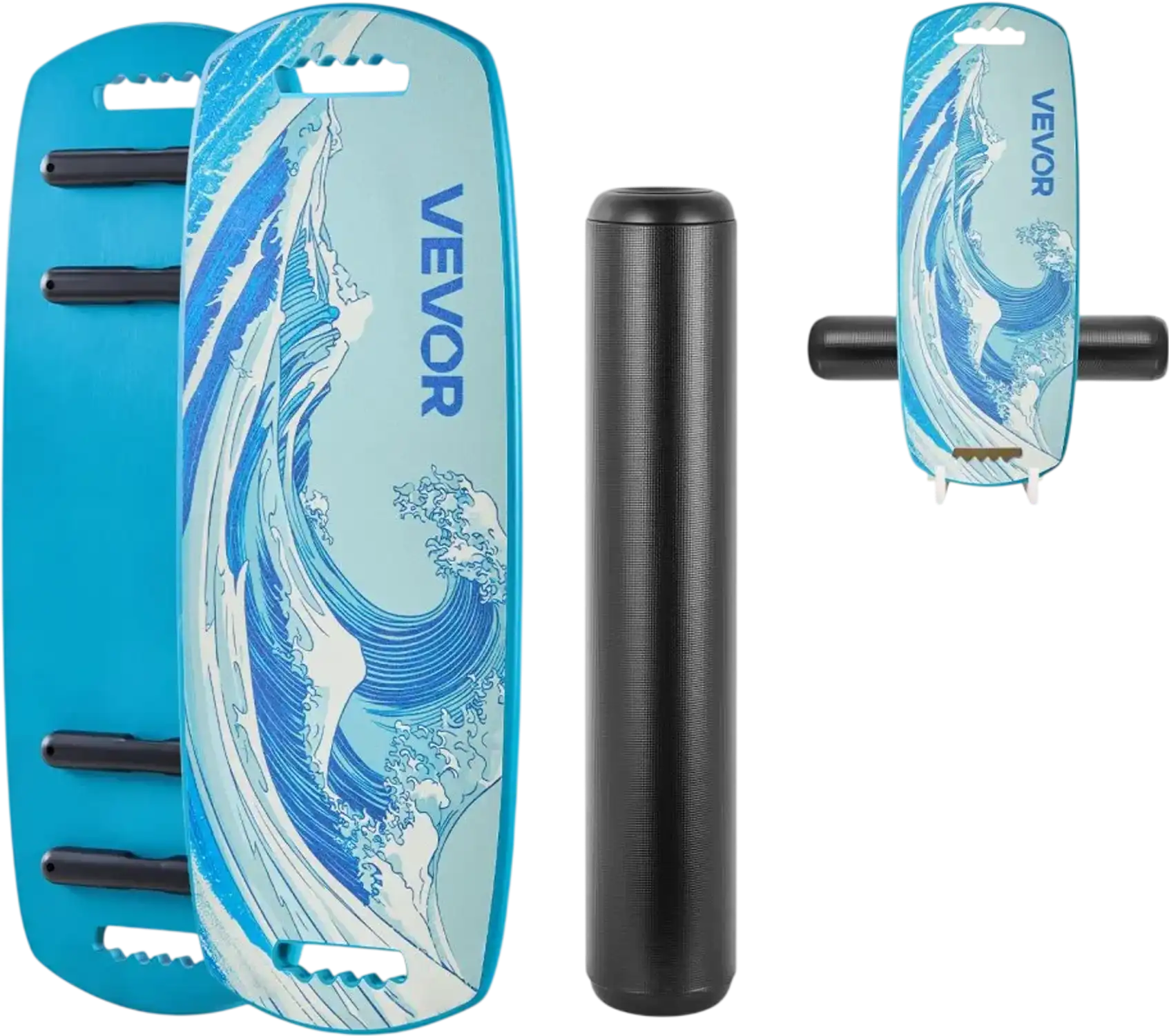 Vevor Balance Board Wobble Board Trainer with Roller Magnetic Stoppers Storage Rack Blue New
