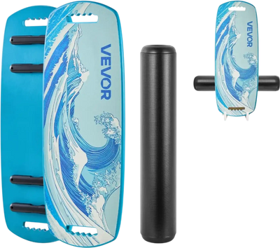 Vevor Balance Board Wobble Board Trainer with Roller Magnetic Stoppers Storage Rack Blue New