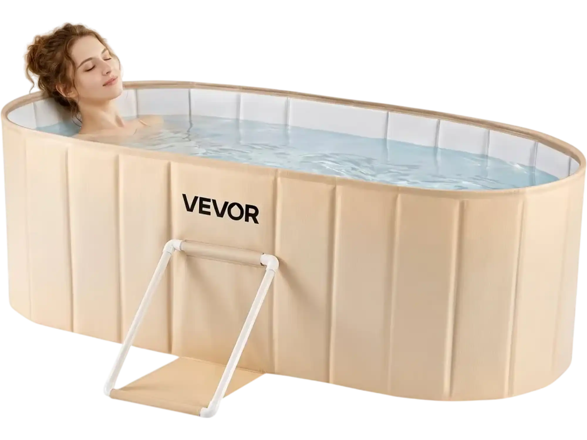 Vevor Bathtub Portable Foldable Soaking Tub Beige 59.1