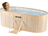 VEVOR Portable Foldable Bathtub 59.1"x23.6"x19.7" Soaking for Adults Beige, for Bathroom Shower Stall, 5-Layer Insulation, Space Saving, Family Hot SPA Ice Bath Tub with 2 Drain Ports, Indoor Outdoor