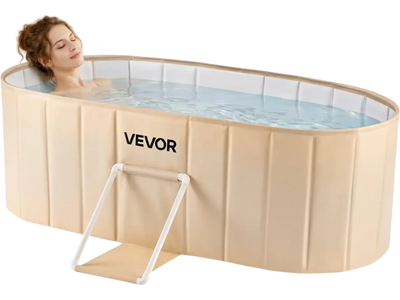 Vevor Bathtub Portable Foldable Soaking Tub Beige 59.1