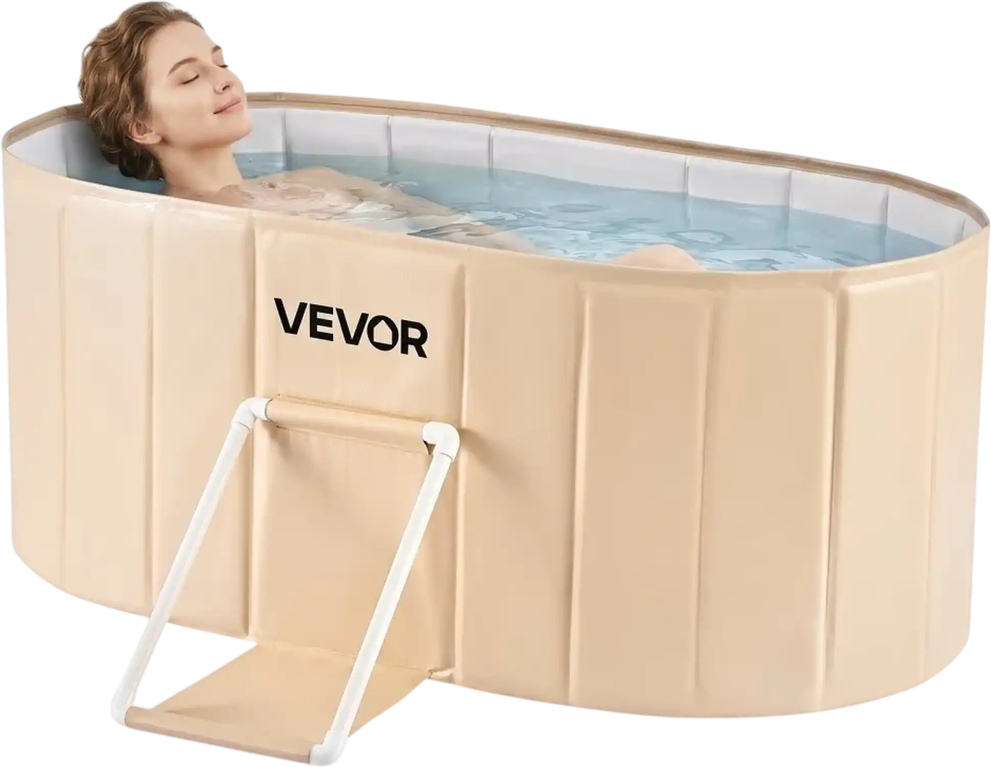 Vevor Portable Foldable Bathtub Adult Soaking Tub Beige 47.2