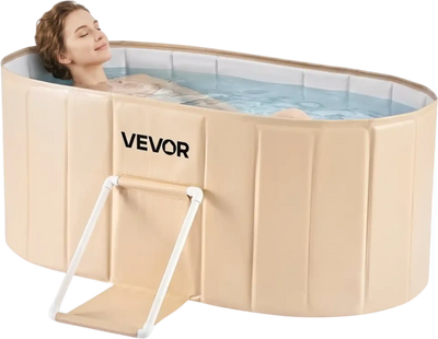 Vevor Portable Foldable Bathtub Adult Soaking Tub Beige 47.2