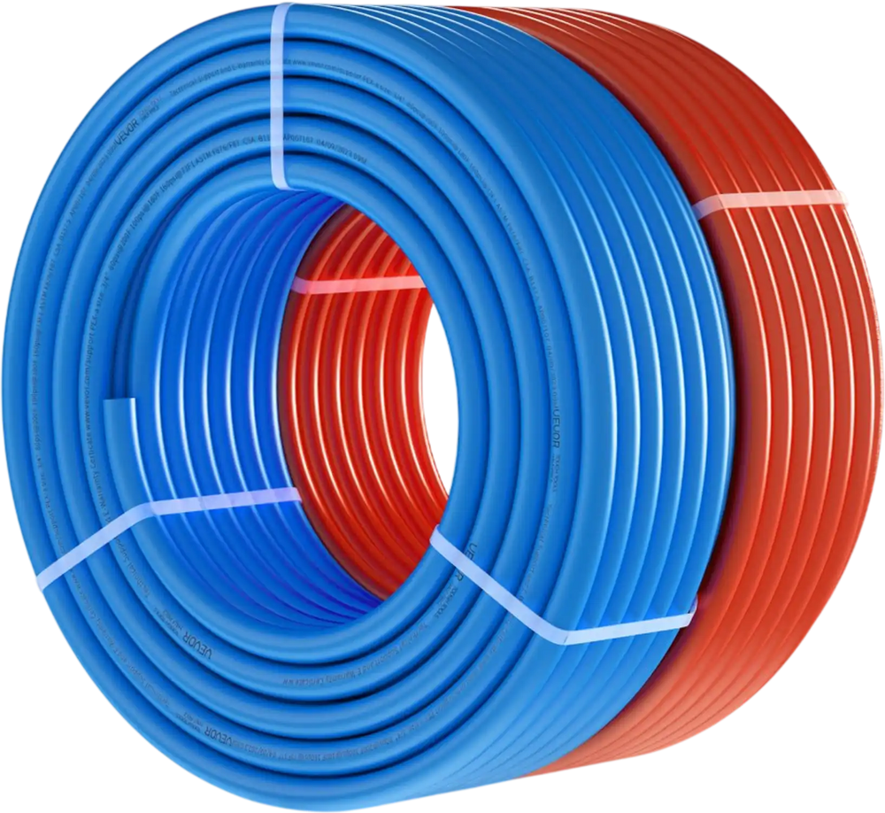 VEVOR PEX Pipe 3/4 Inch, 2 x 100 Feet Length PEX-A Flexible Pipe Tubing for Potable Water, Pex Water Lines for Hot/Cold Water & Easily Restore, Plumbing Applications with Free Cutter, Blue & Red