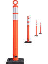 VEVOR Traffic Cones Delineator Posts, 42 Inch 6-Pack Orange Safety Post Cones with 11.8" x 11.8" Weighted Base & Reflective Strips for Parking Lots, Traffic Control, Road Safety, Construction Zones