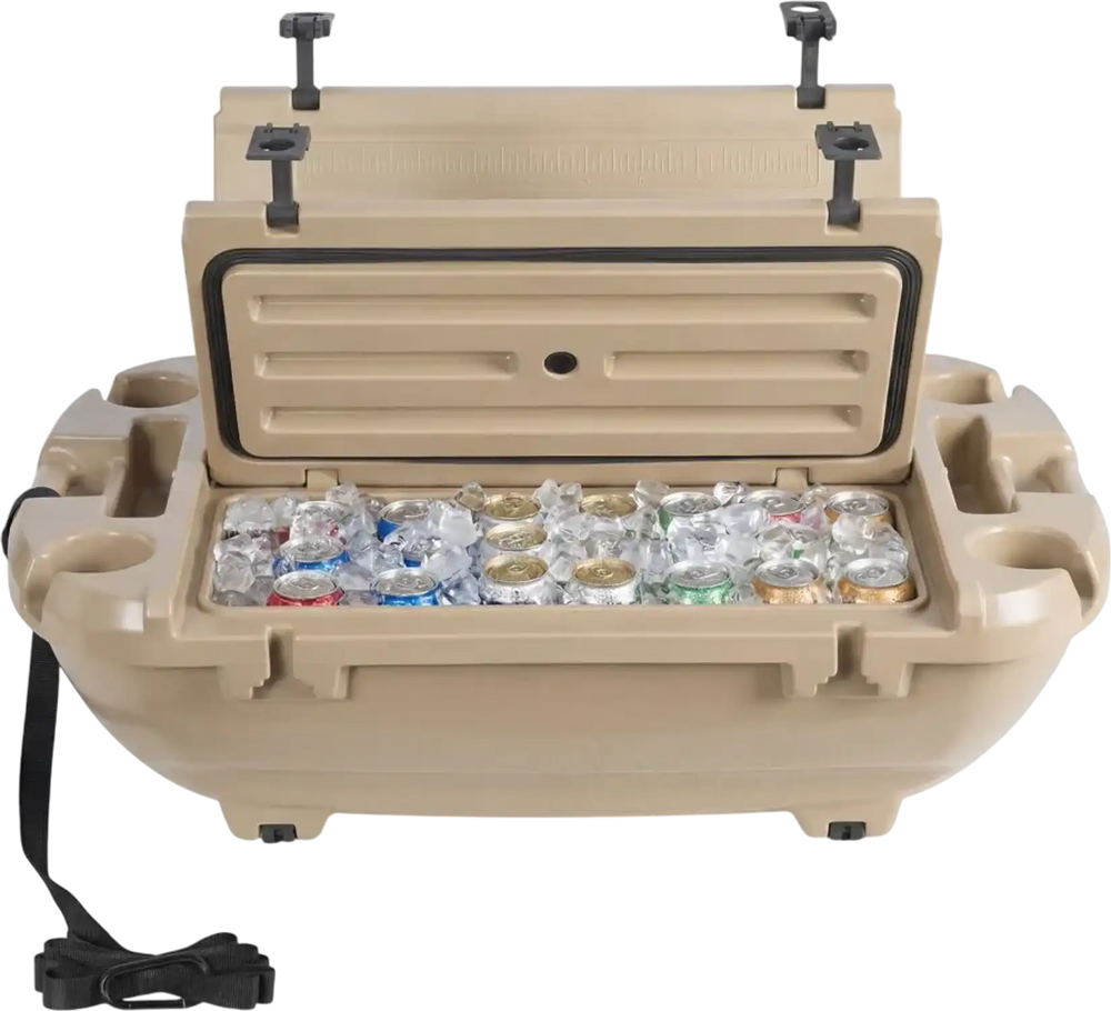 VEVOR Floating Cooler, 40 QT Floating Ice Chest with Dry Storage & Tow Rope, Premium LLDPE Amphibious Drink Cooler for Water & Land, Cruise Smoothly Stable on Lake, River, Pool, Beach, Kayak, Apricot