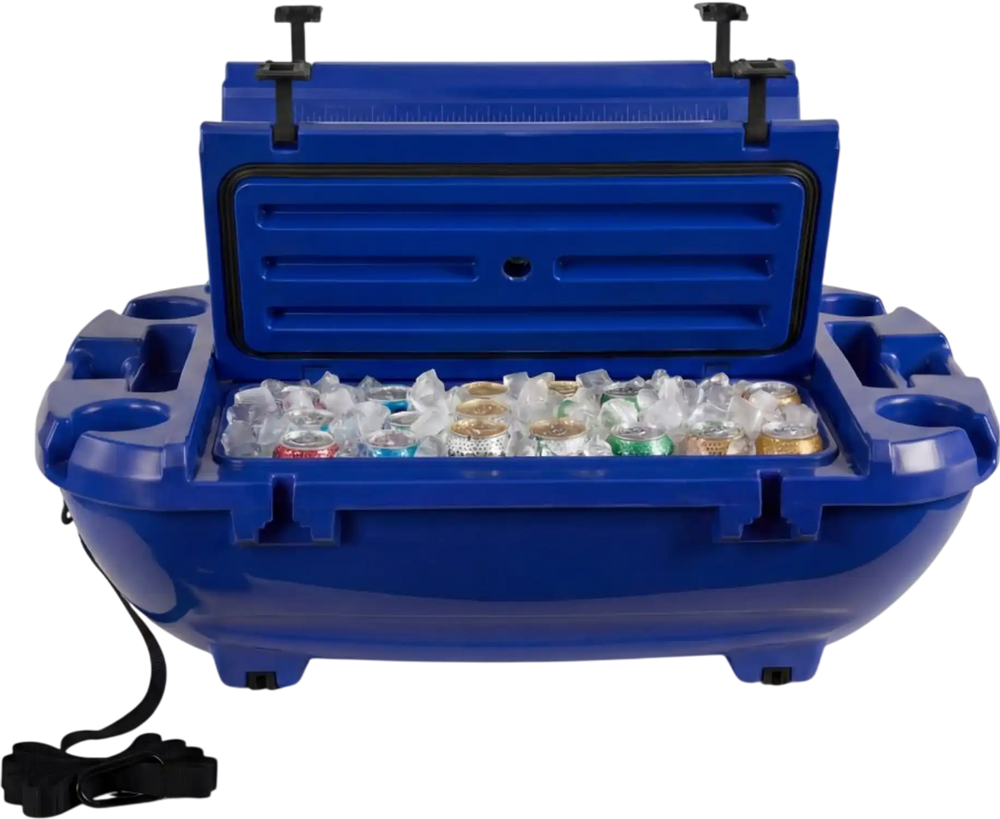 VEVOR Floating Cooler, 40 QT Floating Ice Chest with Dry Storage & Tow Rope, Premium LLDPE Amphibious Drink Cooler for Water & Land, Smooth Stable Cruiser on Lake, River, Pool, Beach, Kayak, Deep Blue