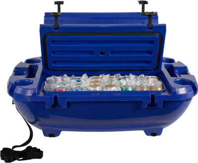 VEVOR Floating Cooler, 40 QT Floating Ice Chest with Dry Storage & Tow Rope, Premium LLDPE Amphibious Drink Cooler for Water & Land, Smooth Stable Cruiser on Lake, River, Pool, Beach, Kayak, Deep Blue