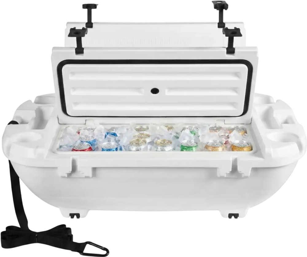 VEVOR Floating Cooler, 40 QT Floating Ice Chest with Dry Storage & Tow Rope, Premium LLDPE Amphibious Drink Cooler for Water & Land, Cruise Smoothly Stable on Lake, River, Pool, Beach, Kayak, White