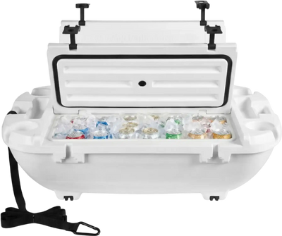 VEVOR Floating Cooler, 40 QT Floating Ice Chest with Dry Storage & Tow Rope, Premium LLDPE Amphibious Drink Cooler for Water & Land, Cruise Smoothly Stable on Lake, River, Pool, Beach, Kayak, White