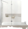 VEVOR Bathtub Shower Door 27.5"/47"W x 55"H Semi-Frameless Bi-Fold Tub Door, 1/4" Clear Tempered Glass, Easy-Clean Nano Coating, 180° Folding, 1 Fixed and 2 Foldable Panels, for Bathroom Tub, Silver