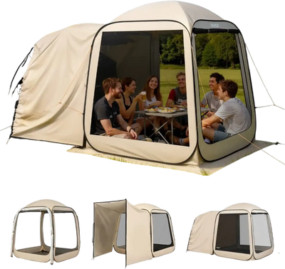 VEVOR Screen House Tent 6 x 6 ft 4-6 Person Pop Up SUV Tailgate Tent Portable Screened in Canopy with Carry Bag Netting Sides for Car Camping Garden