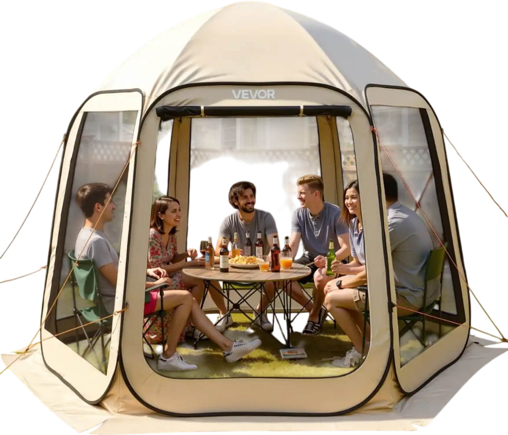 Vevor Screen House Tent 10' x 9.2' Pop-Up Canopy Beige New