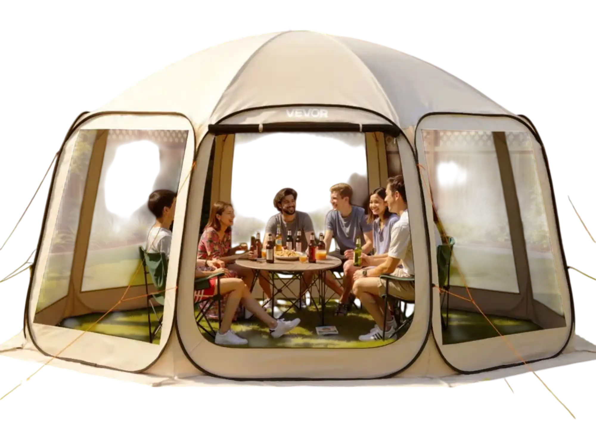 Vevor Screen House Tent 15' x 13.8' Pop-Up Canopy Beige New