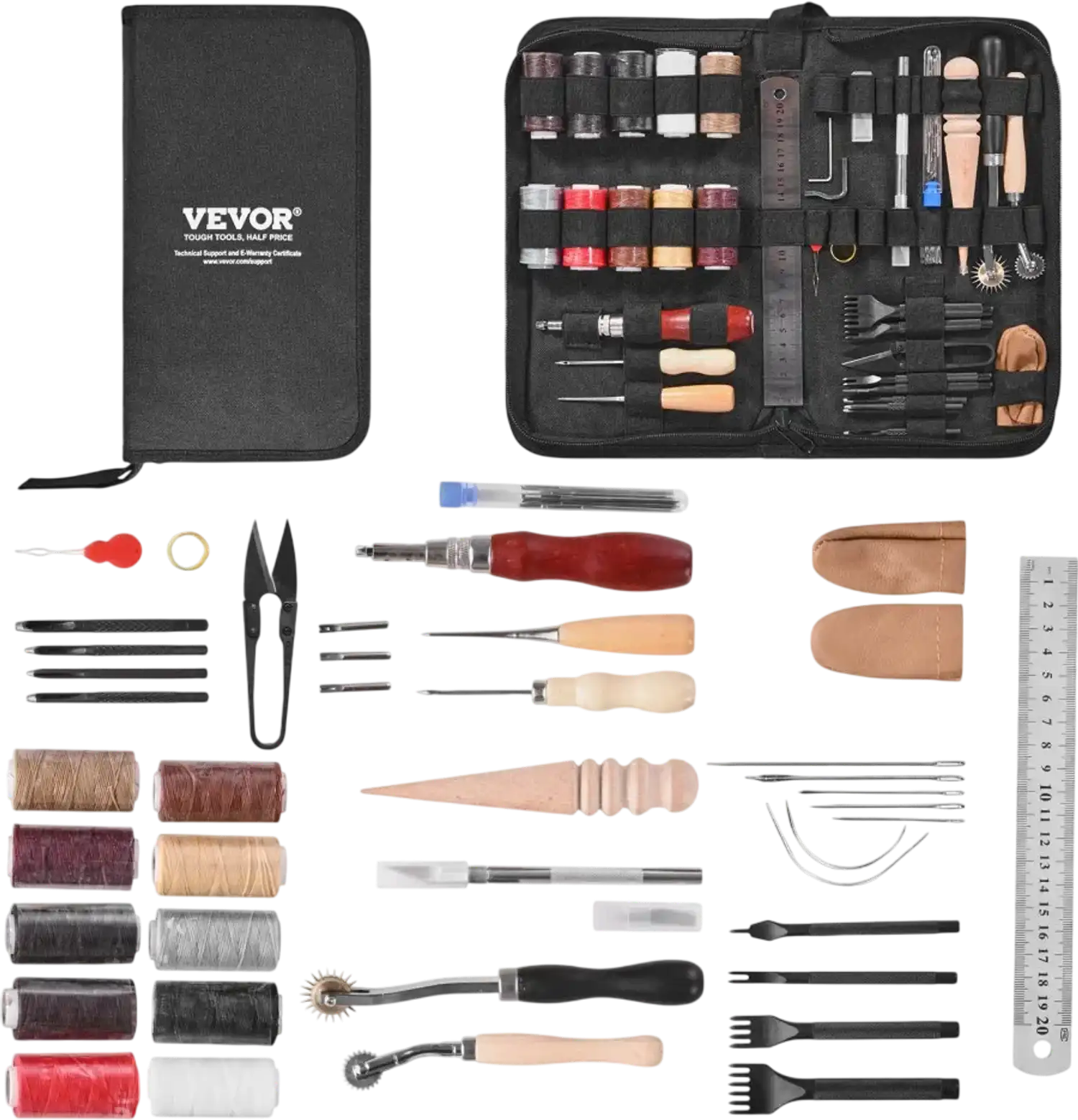 Vevor Leather Working Tools Kit 38-Piece Canvas Storage Bag Set New