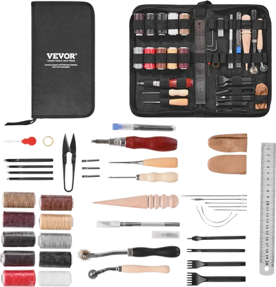 Vevor Leather Working Tools Kit 38-Piece Canvas Storage Bag Set New