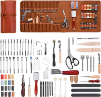 VEVOR Leather Working Tools Kit, 92 PCS Leather Craft Tools with Portable Leather Storage Bag, Engraving Punching Sewing Stamping Sanding Tools, Ideal for Beginners DIY Enthusiasts and Professionals