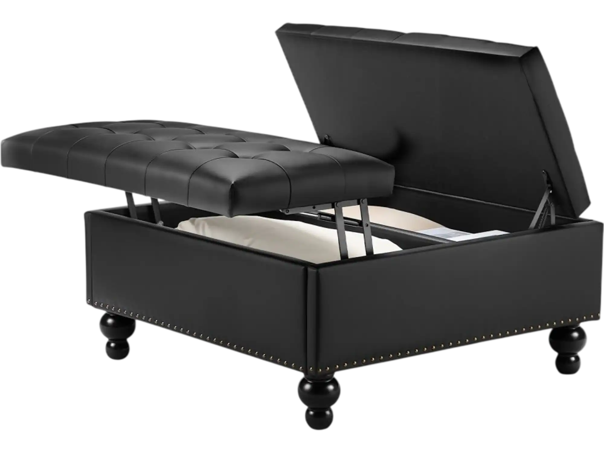 Vevor Ottoman Leather Square Storage Lift-Top Coffee Table 34