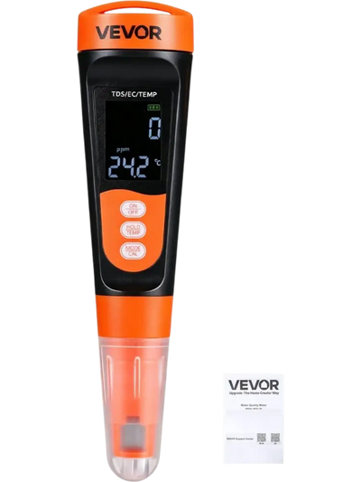 VEVOR TDS Meter, 0-9990 ppm Measuring Range, EC (Conductivity) /TDS (ppm) Multi-Parameter Measurement, Digital Water Tester with ATC, Clear VA Display Screen, for Drinking Water Quality Testing