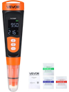 VEVOR pH Meter, 0-14 pH Range, IP68 Waterproof Probe, Pocket Tester Kit with Calibration Powder Packets, VA Display Screen, for Drinking Water, Hydroponics, and Aquarium Water Quality Testing