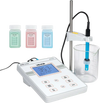 VEVOR Benchtop pH Meter, 0-14 pH Range, Laboratory Tester Kit with Large Backlit Display, Calibration Solutions, Power Adapter, Stores Up to 50 Readings, for Temperature and Water Quality Testing