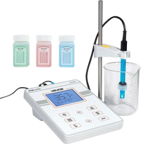VEVOR Benchtop pH Meter, 0-14 pH Range, Laboratory Tester Kit with Large Backlit Display, Calibration Solutions, Power Adapter, Stores Up to 50 Readings, for Temperature and Water Quality Testing