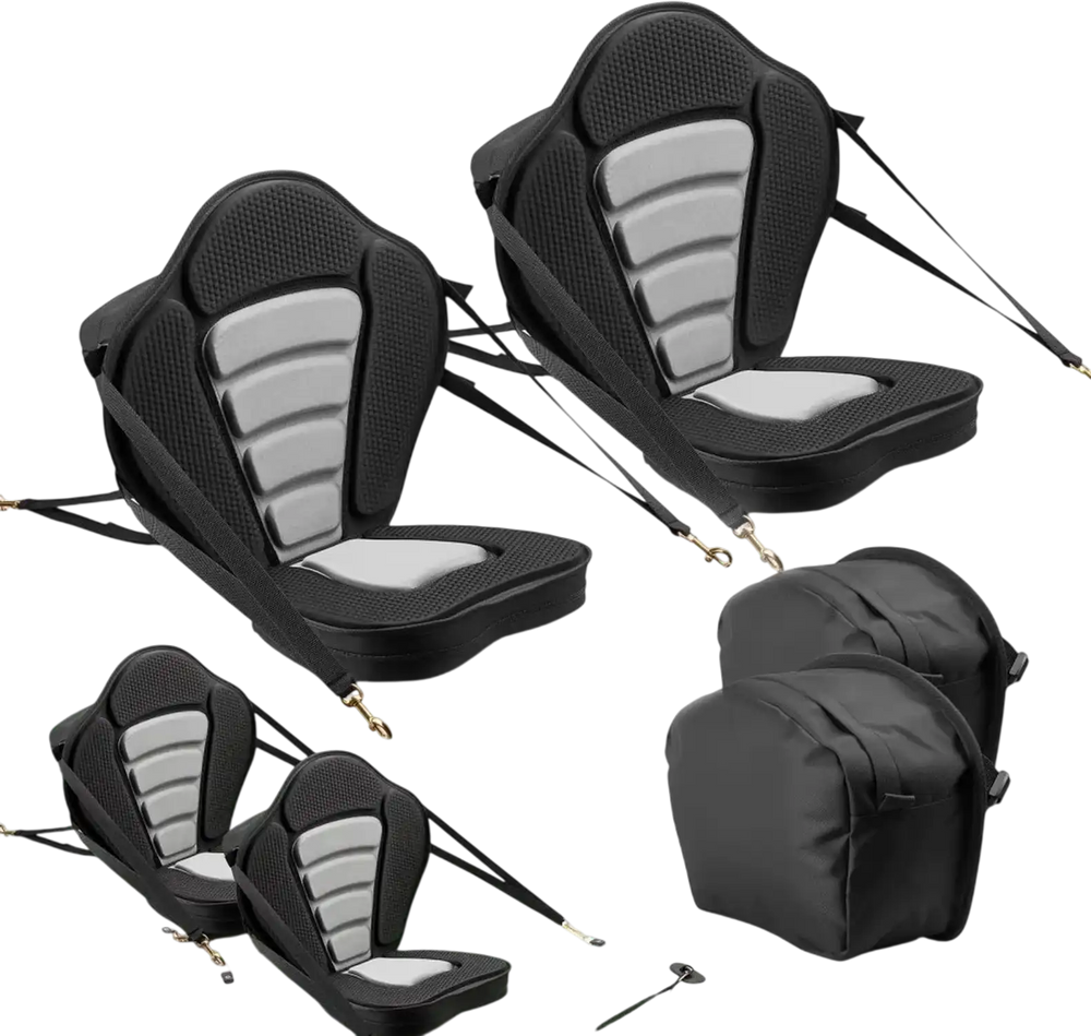 VEVOR Kayak Seat, 2 Pack 2" Thick, Universal Paddle Board Seat with Back Support, Sit-on-Top Soft Padded Cushion with Storage Bag & Adjustable Straps for SUP, Canoe, Fishing Boat, Inflatable Kayak