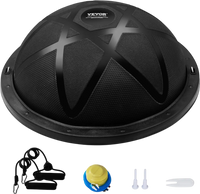 VEVOR Half Exercise Ball Trainer, 23 inch Balance Ball Trainer, 660 lbs Capacity Stability Ball, Yoga Ball with Resistance Bands and Pump, Strength Fitness Ball for Home Gym, Full Body Workouts, Black