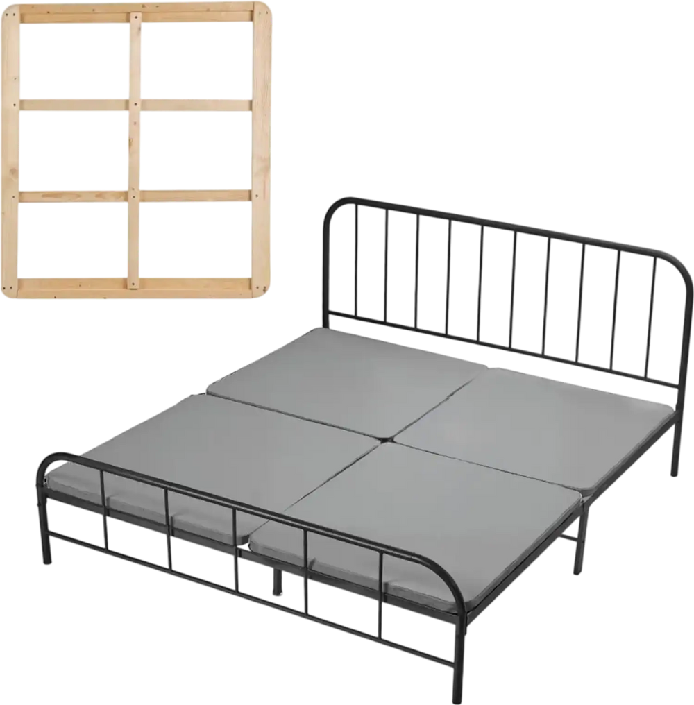 VEVOR King Size Bunkie Board, 1.5 in Bed Board Slats with 200D Oxford Cloth, Wooden Mattress Support for King Size Bed, Easy Assembly Support under Mattress, 4 Piece, Gray