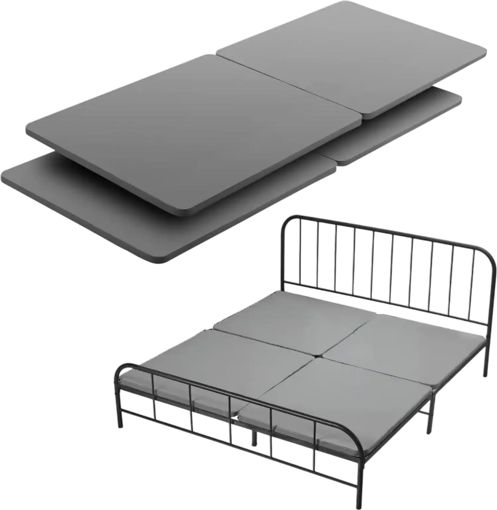 VEVOR King Size Bunkie Board, 1.5 in Bed Board Slats with 200D Oxford Cloth, Wooden Mattress Support for King Size Bed, Easy Assembly Support under Mattress, 4 Piece, Gray