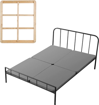 VEVOR Queen Size Bunkie Board, 1.5 in Bed Board Slats with 200D Oxford Cloth, Wooden Mattress Support for Queen Size Bed, Easy Assembly Support under Mattress, 4 Piece, Gray